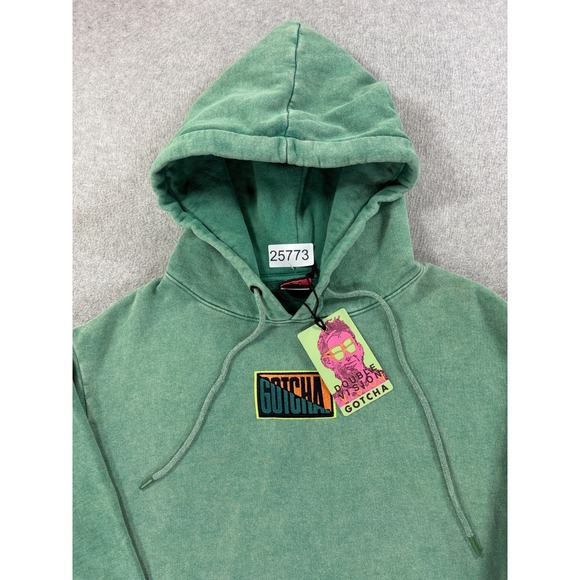 NWT Gotcha Double Vision‎ Y2K Hoodie Sweatshirt (Men's Small) Green - Picture 5 of 12